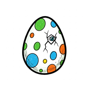 A Little Eye Peeking from a Cracked Dinosaur Egg